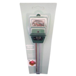 Soil moisture meter in retail packaging