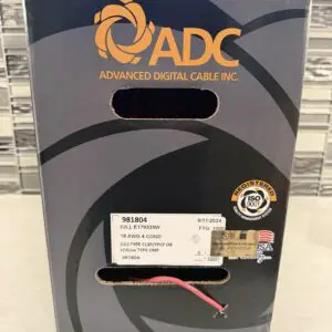 18/4 Solid Unshielded Plenum Fire Alarm Cable - FPLP, Red, 1000 ft