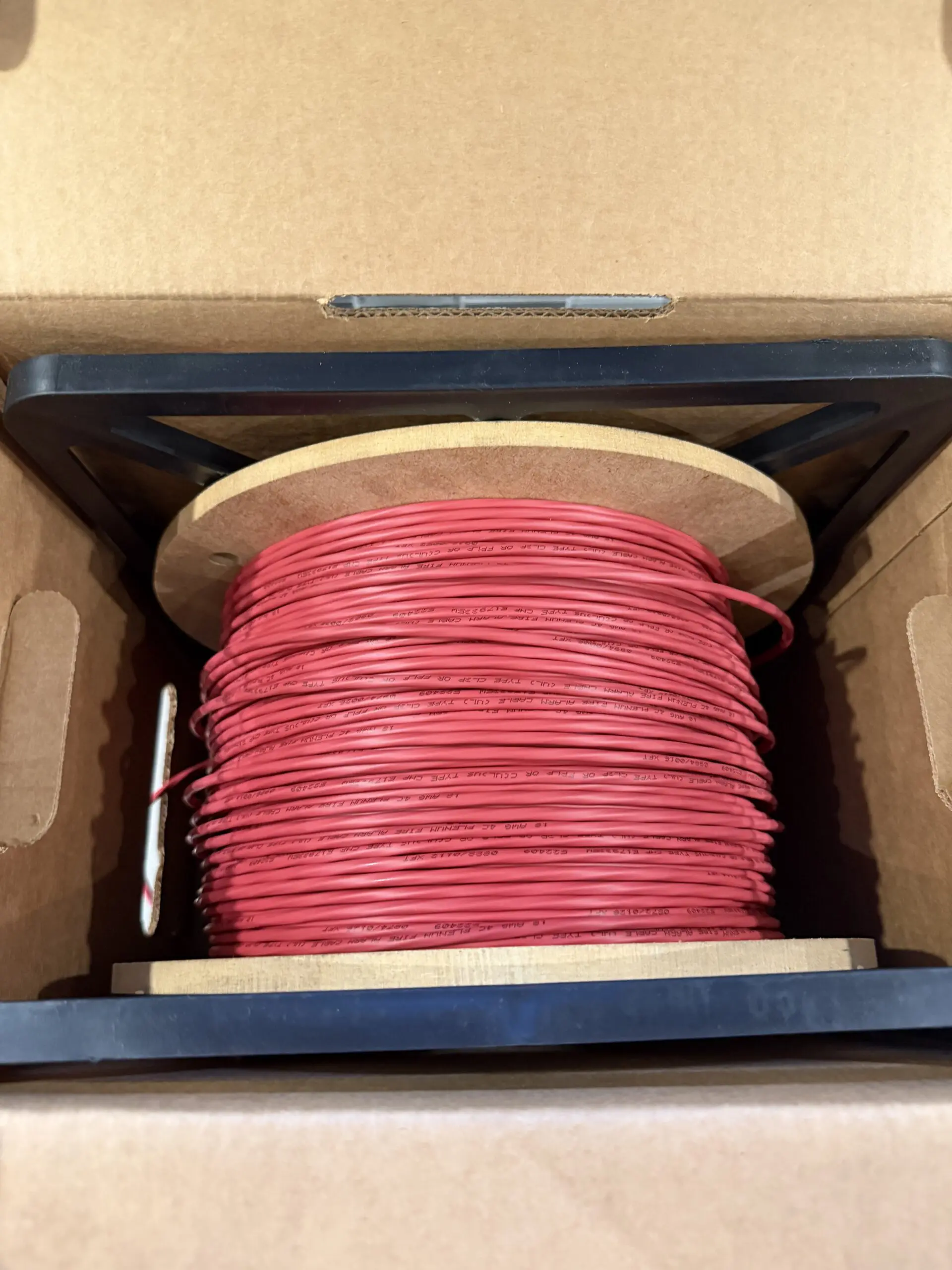 18/4 Solid Unshielded Plenum Fire Alarm Cable - FPLP, Red, 1000 ft - Image 3