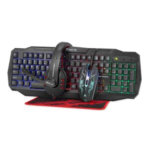 Rainbow backlit Gaming Keyboard, Mouse 4D, Headset and mousepad MK-406 KIT, 104 keys switch rating 10 million usb cable 1.5m